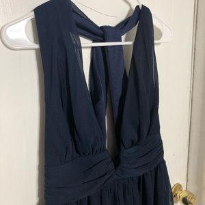 Showpo Navy Blue Deep V Babydoll Dress